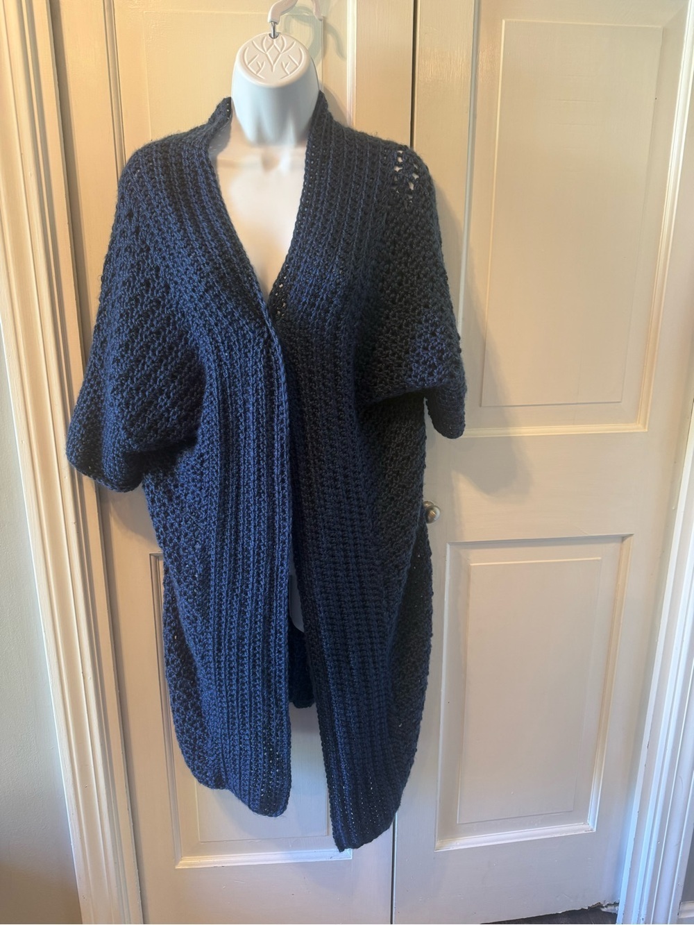 Cozy Navy Open-Front Chunky Knit Cardigan